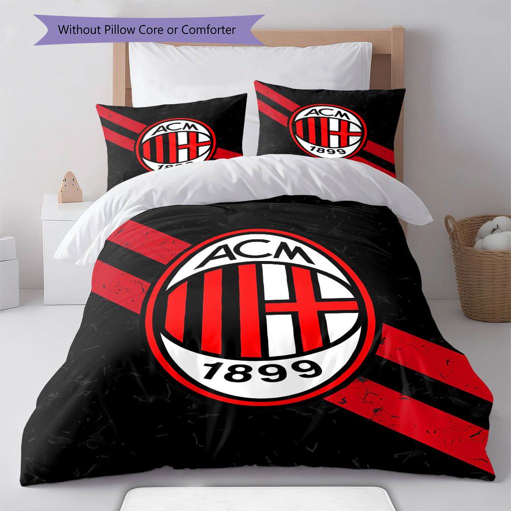 AC Milan Patronen Beddengoed, Dekbed Set Dekbedovertrek Kussensloop Huis Verjaardagscadeau(1 dekbedovertrek + 2 kussenslopen, zonder binnenkussen)