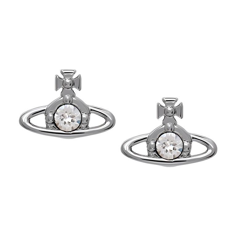 

Vivienne Westwood Nano Solitaire Saturn Crystal Earrings Women Earrings Silver 62010037-02P116-CN Box