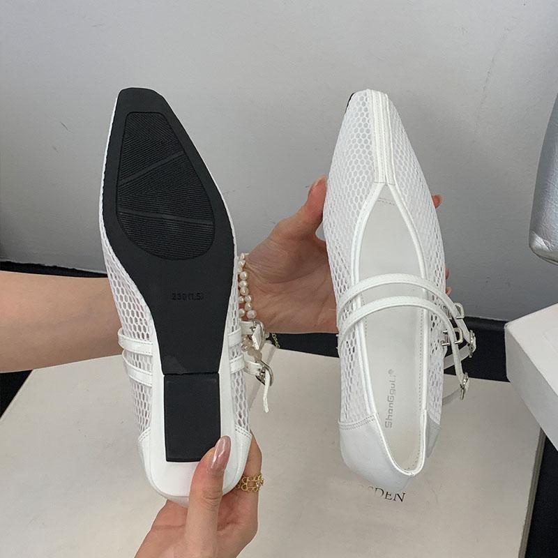 Fashion Female Buckle Strap Footwear Ladies Flats Mary Janes Lolita Shoes New In Summer Spring Fashion Mesh Women Flats With Shoes
