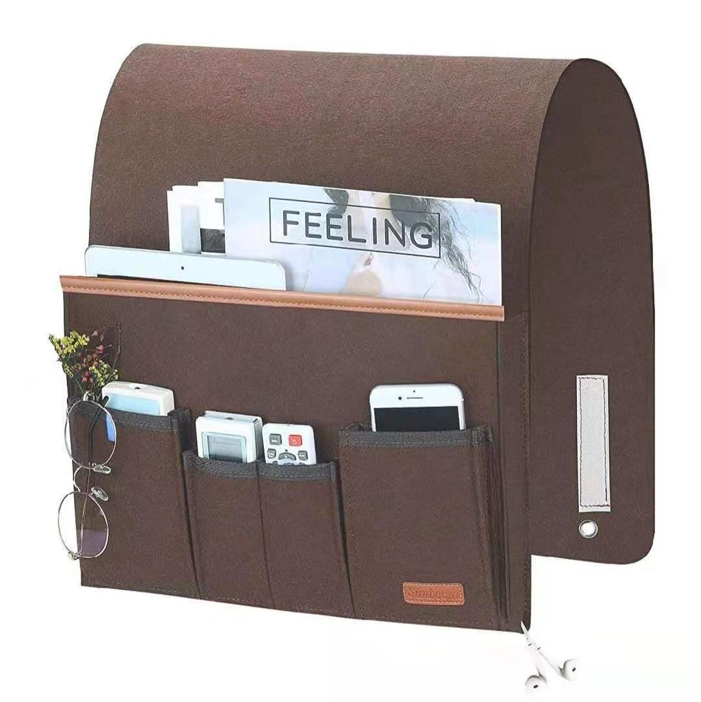 Anpassningsbar Förvaringsväska i Filt för Sängbord och Soffa