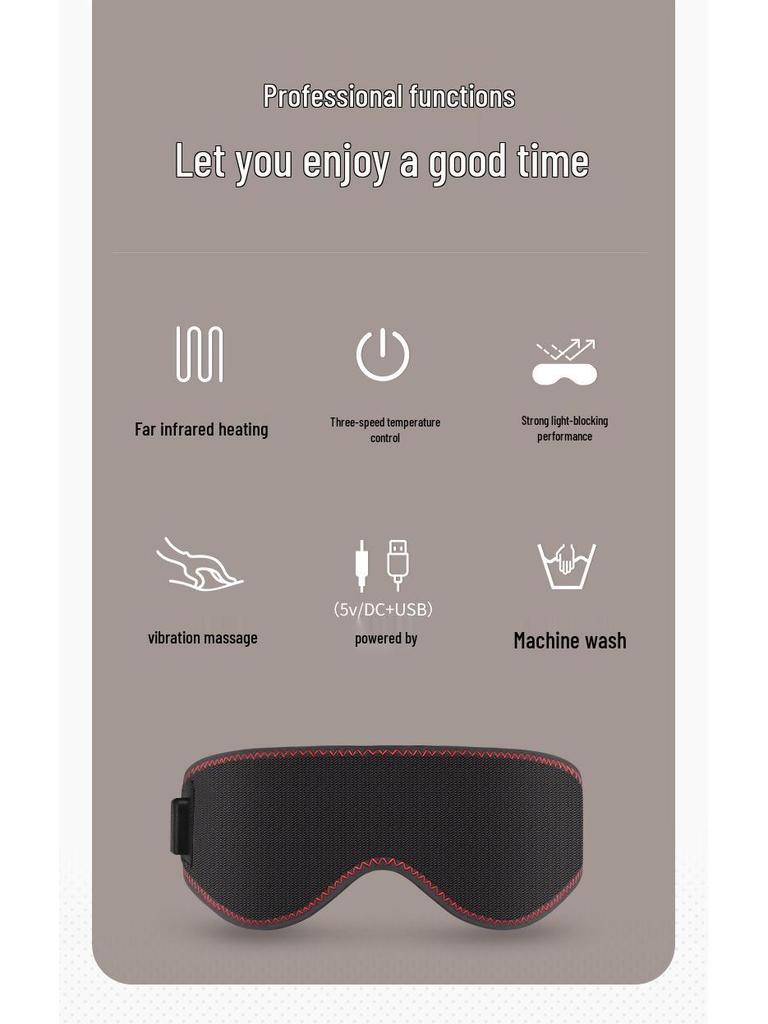 USB Far-Infrared Heating Eye Massager: Relieve Eye Fatigue, Promote Sleep with Electric Heat and Shading.