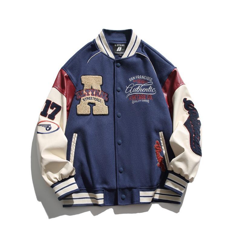 Men s Hip-Hop Embroidered Spring Jacket: Trendy Baseball Style XL