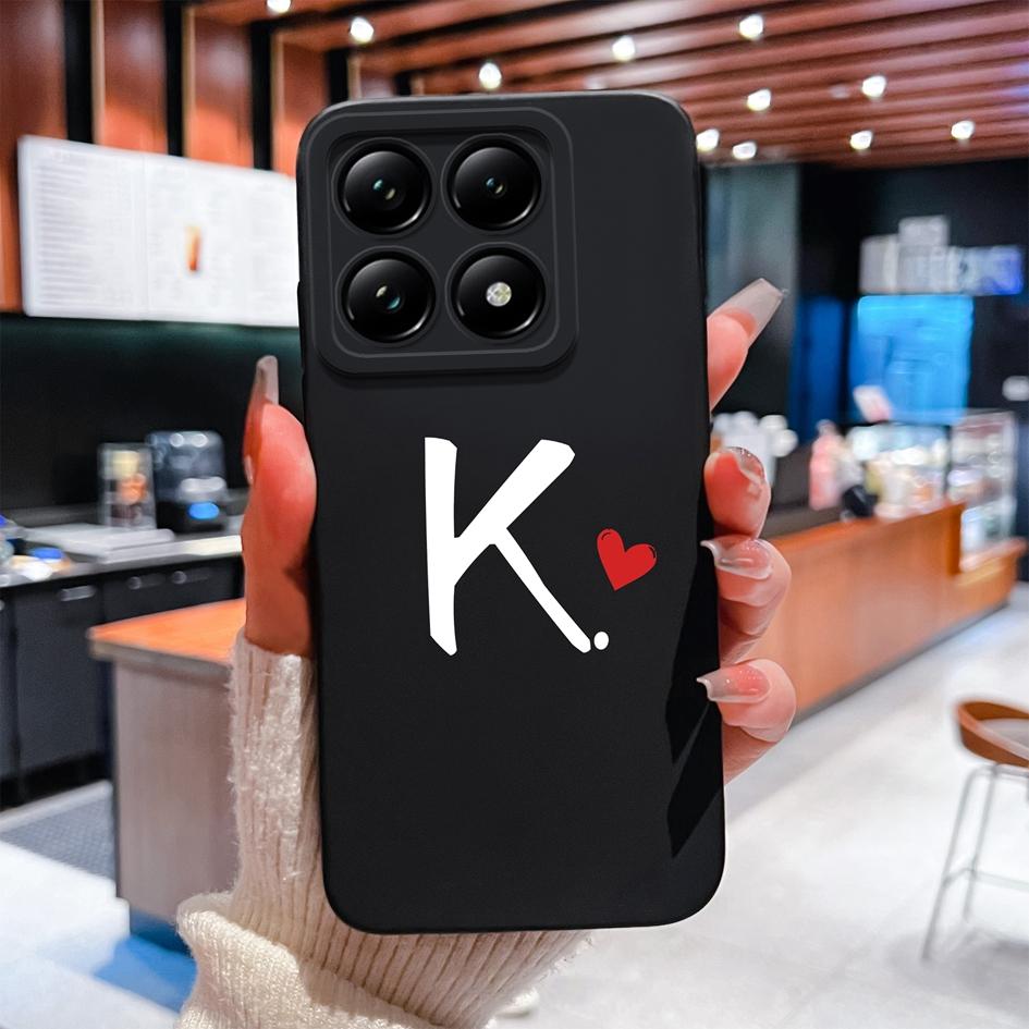 Custodia Per Xiaomi 14T 14 15 12 12S 12T 12X Pro Ultra Lite Cover Posteriore Carina Cuore d'Amore Modello Lettera Silicone Morbido Anti Caduta Protettiva Per Xiaomi Capa