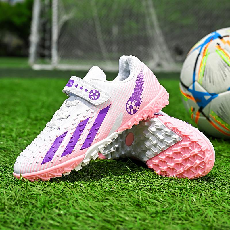 Children's Football Shoes Broken Nails Boys and Girls Anti-skid Training Shoes Velcro Short Nails Artificial Grass Children's Foot Training Shoes