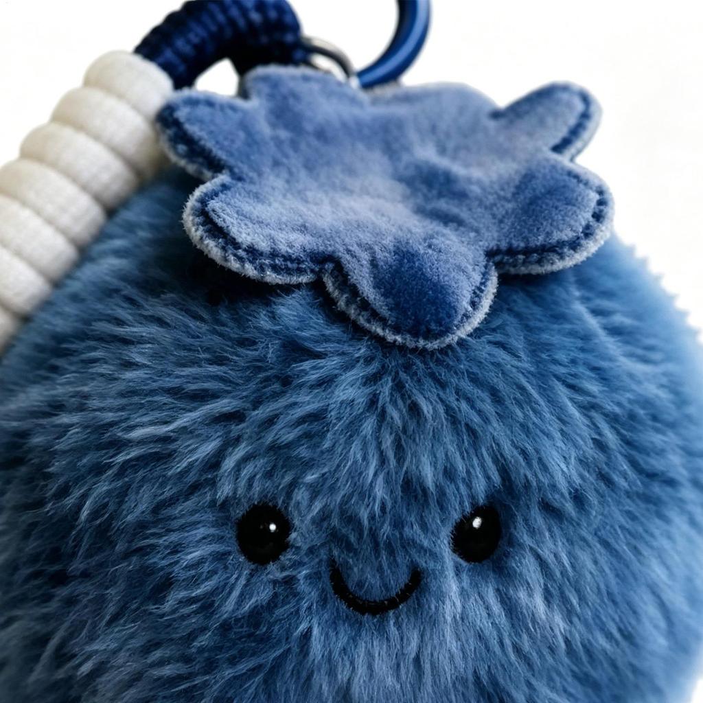 10X8Cm Blueberry Plush Bag Charm, Adorable Fruit Keychain For Purse, Cute Soft Key Ring For Women Men Kids Teens Adults Gift