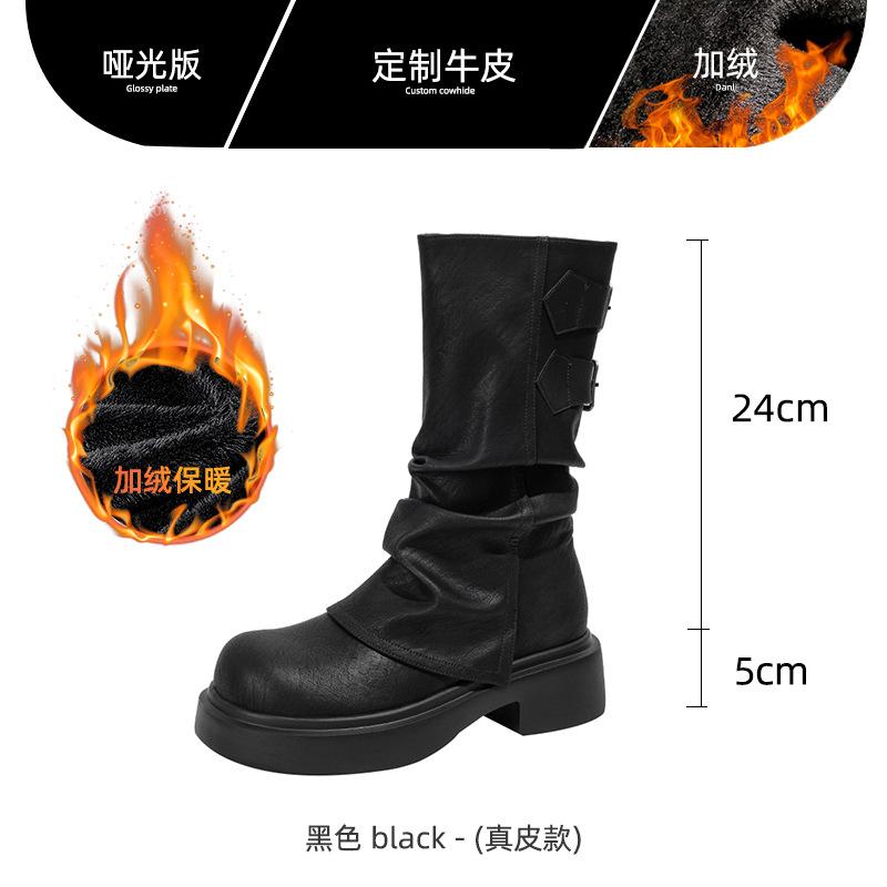 Martin Boots Women's Maillard Short Boots Women's 2025 New Spring and Autumn Single Boots Thick-soled Brown Trousers Knight Boots Martin Boots