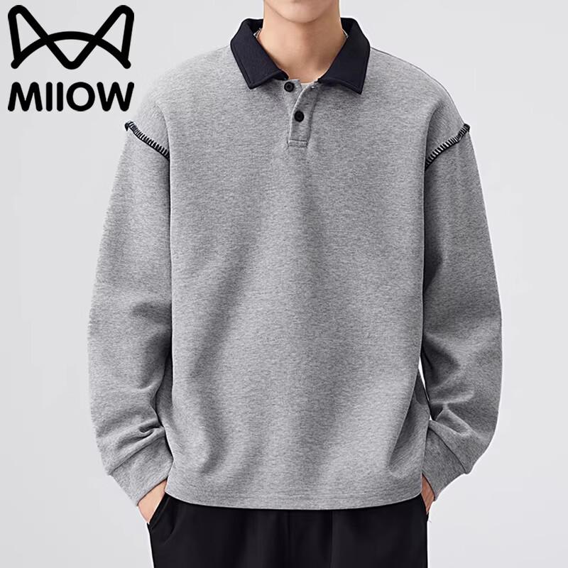 Mao Ren Men s Casual Long Sleeve Polo Shirt M