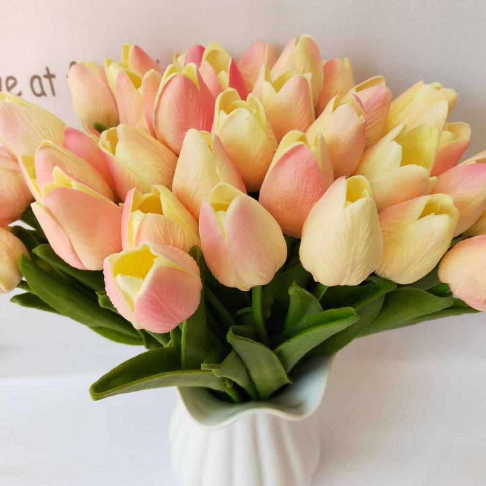 10Pcs/Set New Silicone Tulip Artificial Flower Real Touch Fake Flower Bouquet For Wedding Decoration Flowers Home Garen Decor