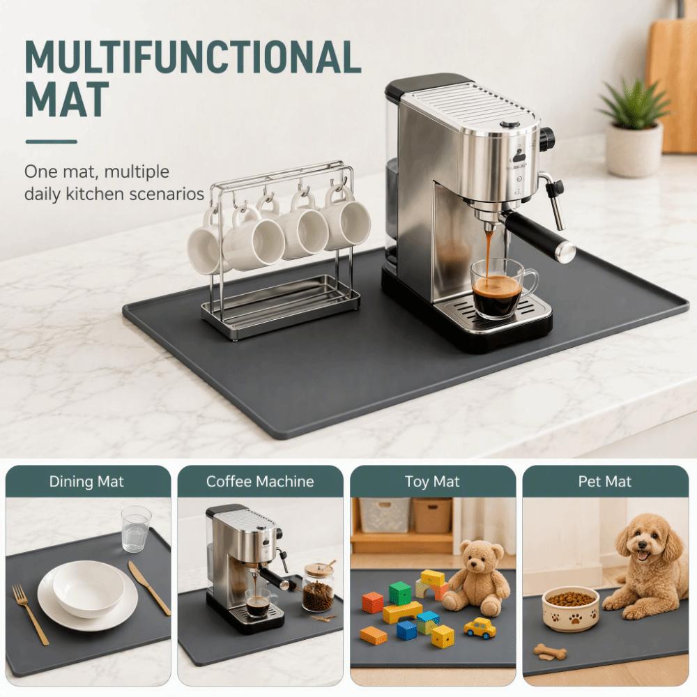 Non Slip Silicone Coffee Mat Heat Resistant Dish Drying Mat Accessories Bar Mat Coffee Station