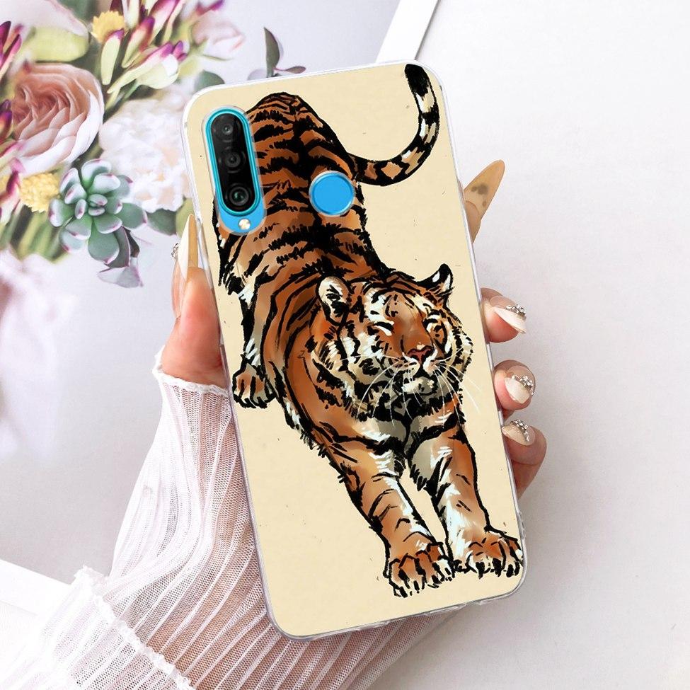Transparent For Huawei P30 Lite Case Cover Cute Cat Fashion Butterfly Funny Painted Casing MAR-L01A MAR-L21A MAR-LX1A