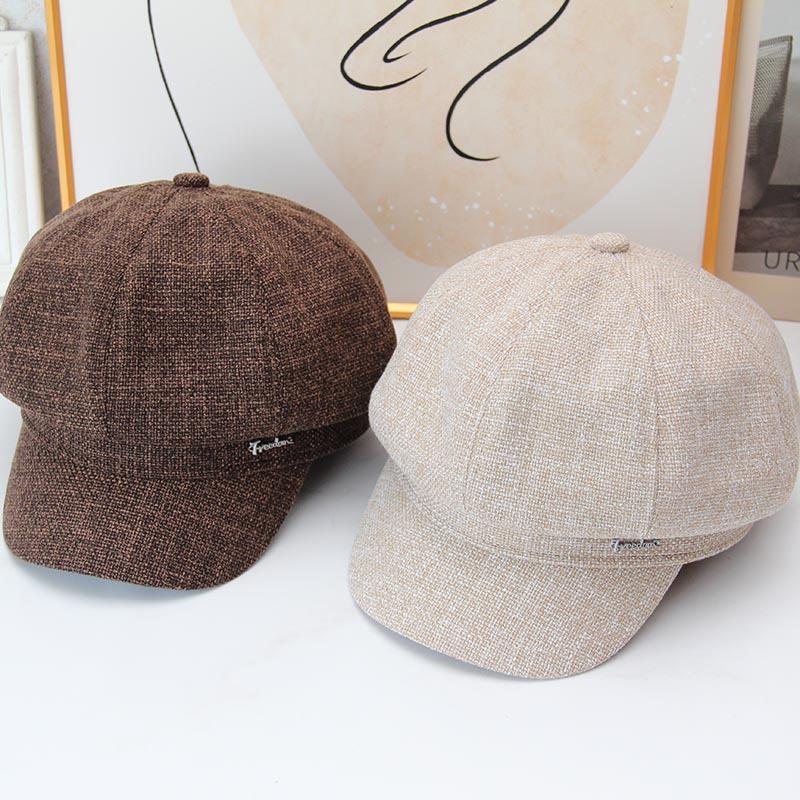 Linen Octagonal Hat Children's Autumn and Winter Elegant Fashion Versatile Beret Newsboy Hat Cap British Temperament
