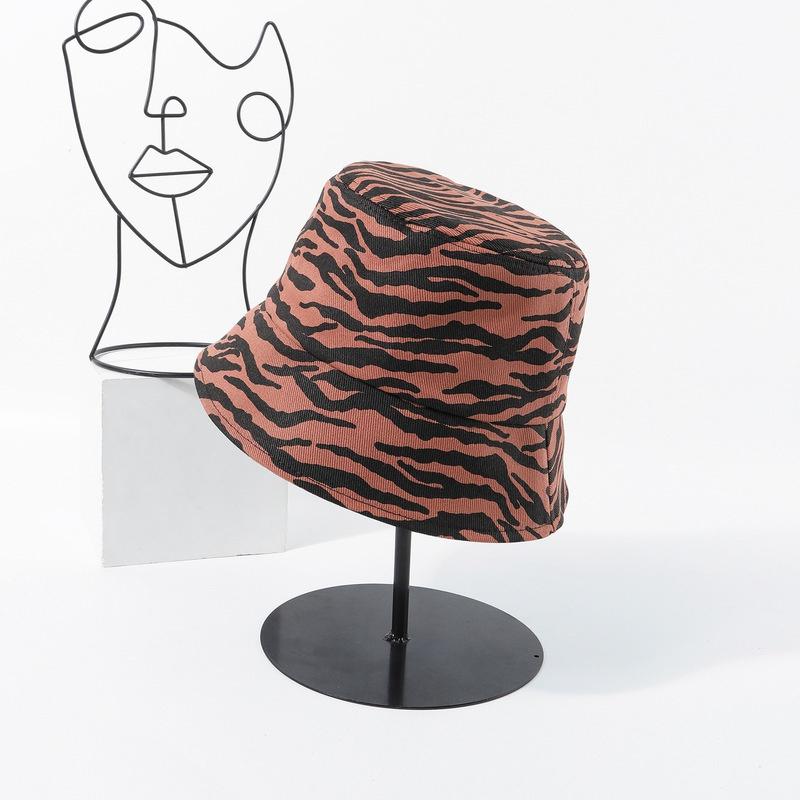 Adjustable Zebra Pattern Fisherman Hat Female Wild Sunscreen Retro Cover Face Bucket Hat Male