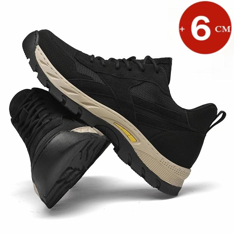 Herren Atmungsaktives Echtleder Mesh Unsichtbare Höhenerhöhende Schuhe, Freizeitsportschuhe, Outdoor-Sportarten Höhenerhöhende Schuhe