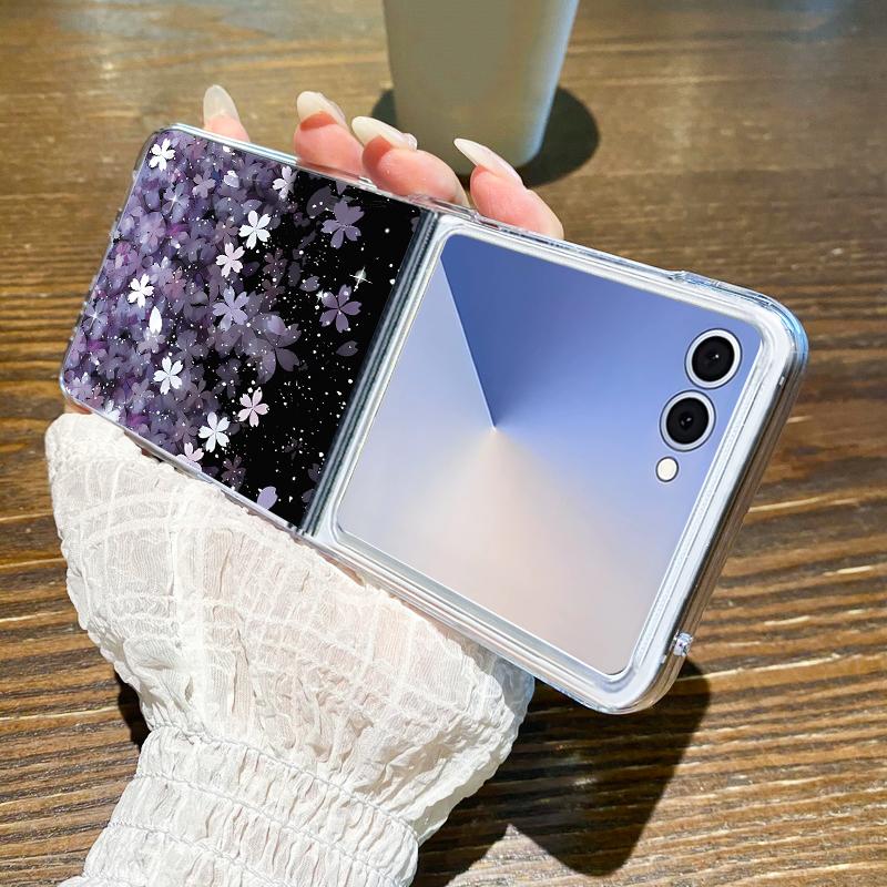 Cherry Blossom Case For Samsung Galaxy Z Flip 7 6 5 4 3 5G Folding PC Phone Cover For Galaxy Z Flip7 FE Flip6 Flip5 Flip3 Flip4