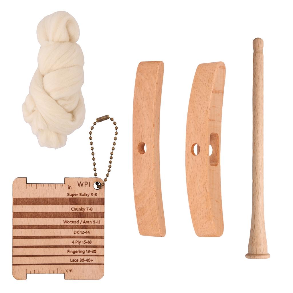 Handmade Wooden Turkish Spindle Storage Tools Detachable Cross-Shaped Beech Wood Turkish Spindle Kit for Beginners Yarn Making