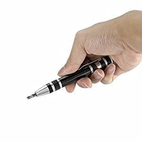 TEMLUM 8-in-1 Pen-Shaped Precision Screwdriver Set with Interchangeable Blades, Mini Screwdriver Set with Magnet, Convenient to Carry, Flathead Screwd