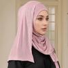 Premium Cotton Jersey Instant Hijab With Rhinestones Double Loop Muslim Headwrap Islamic Headscarf Scarf Islamic Headband Turban