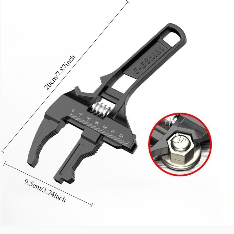 

The multi-functional adjustable bathroom wrench, a dedicated tool for faucets, and the universal short-handle wrench save space чёрный