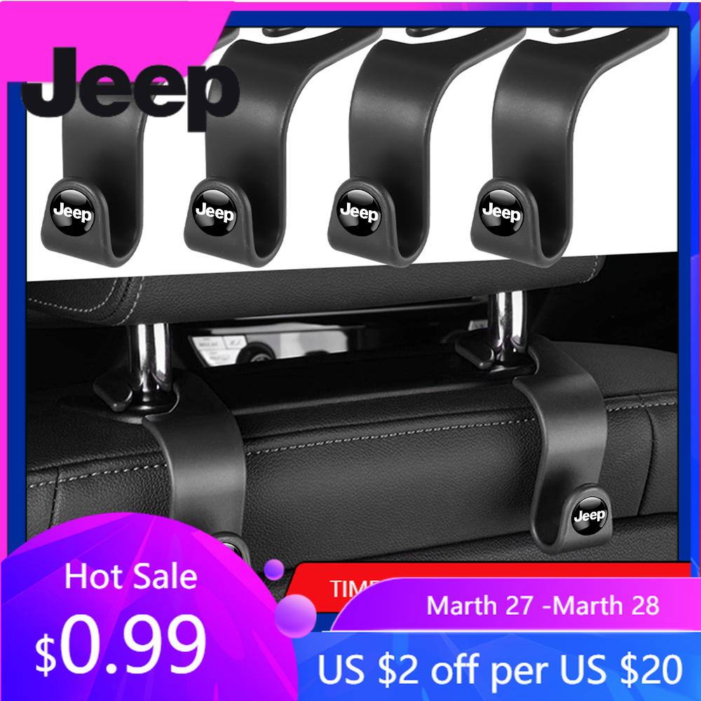 For Jeep 2/4Pcs Car Seat Headrest Storage Hanger Rear seat hook Auto Seat Organizer Holder For Jeep Renegade Wrangler jk Comp