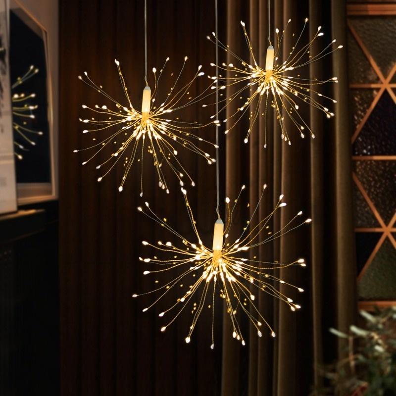 120/200 LED DIY Fireworks LED Fairy String Light  Remote Control Garland for Outdoor Christmas Decoration (not Include Battery)