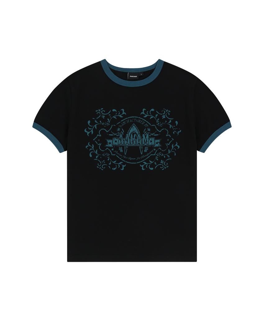 AAKAM Stamp Printed Ringer Top (Black)