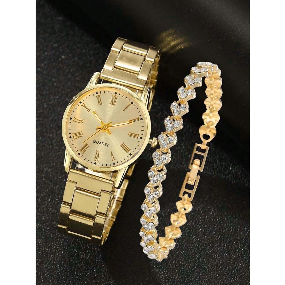 Ladies Watch Temperament Steel Belt Ladies Watch Watch, Simple Trend Ladies Quartz Watch Bracelet Set