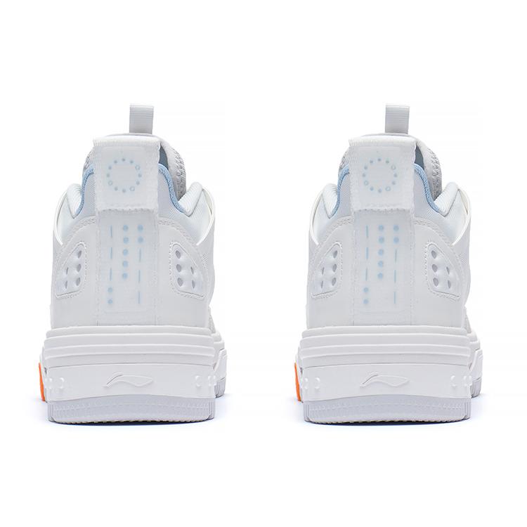 New LiNing Anti Slip And Wear Resistant Height Increasing Mid Top Skateboard Shoes Women's White Blue AGCS240-1