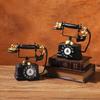Resin Old Phone Figurine Retro Telephone Metal Ornament  Office Desk Decor