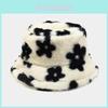 Plush Flower Embroidered Fisherman Hat With Wide Brim For Outdoor Winter And Spring Use