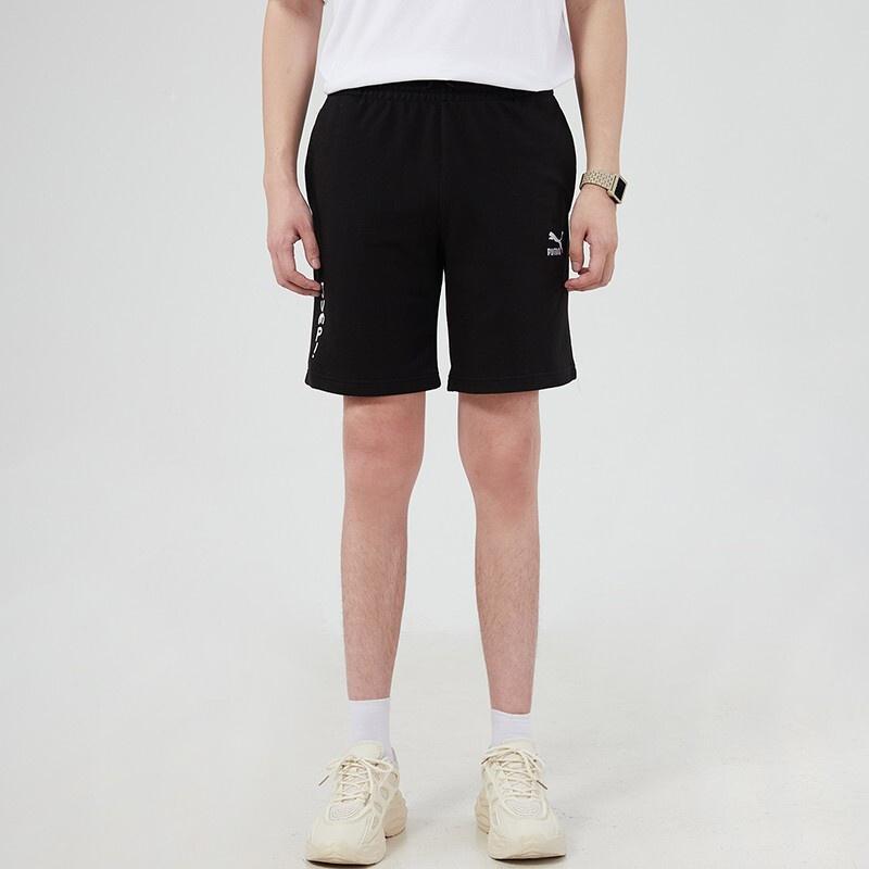 PUMA Club Shorts Embroidered Logo Casual Sports Black Men's 533103-01