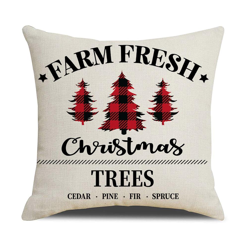 Red Plaid Christmas Linen Pillow Cover New Home Sofa Cushion Cover Cushion Cover