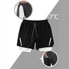 Men 2 In 1 Printed Quick Dry Sports Shorts Gym Workout Outdoor Shorts With Towel Hanging