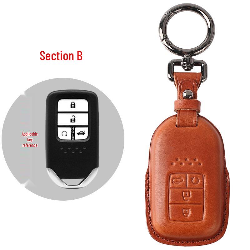 Genuine Leather Key Case for Honda Civic 11th Gen, Accord, Lingpai, Crown Road, CRV - Handmade Cowhide Key Bag