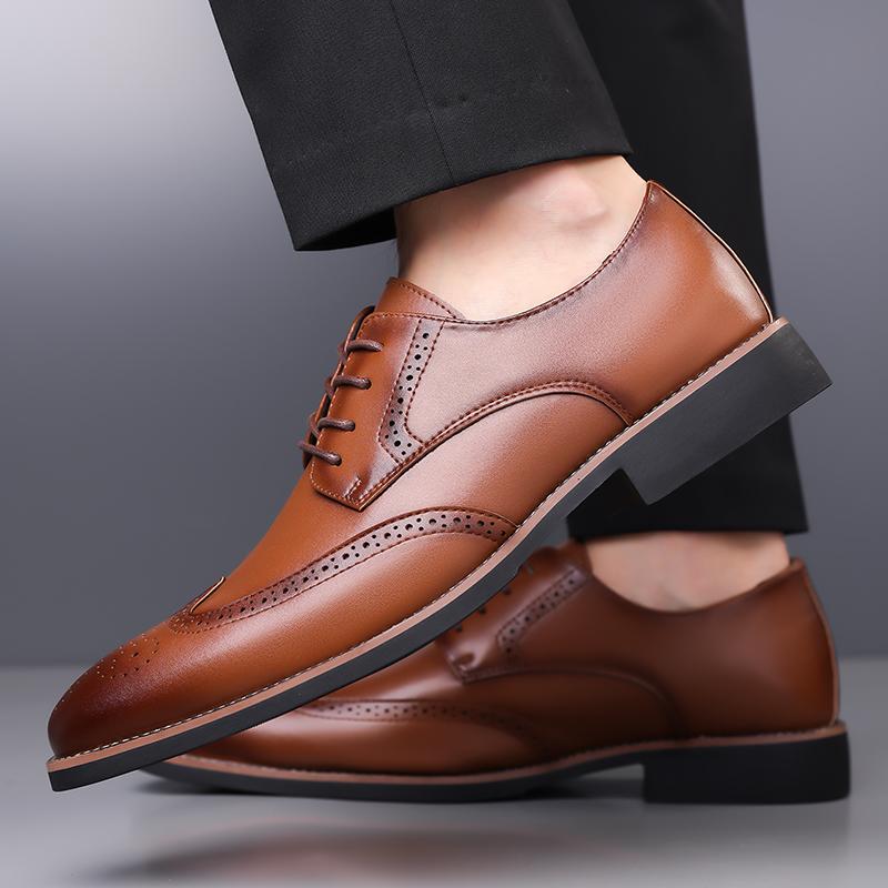 Business men's leather shoes Retro fashion style Leisure Outdoor Party  Black brown wedding Dress groom's shoes Plus Size 38-48