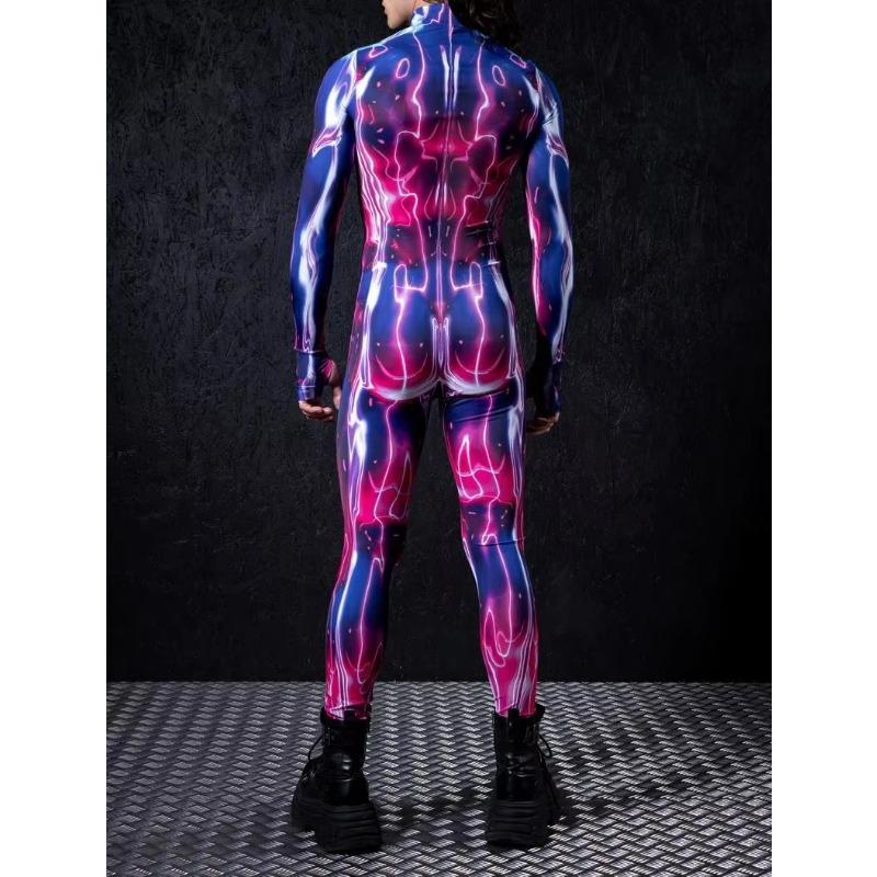 Halloween Strømpebukser 3D Digitaltrykk Voksen Cosplay Ett-stykks Kostyme Menn Sceneopptreden Jumpsuit Dansefest Antrekk