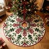Christmas Tree Skirt, Flannel Xmas Tree Skirt Retro Botanical Holly Leaf Pattern, Soft Large Mat for Holiday Home Xmas Party Decor