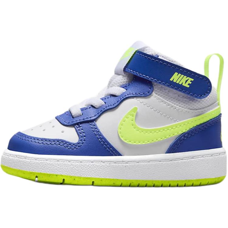 Nike Court Borough 2 Comfortable Non-Slip Durable Mid-Top Walking Shoes Baby Shoes Blue White HJ9281-488