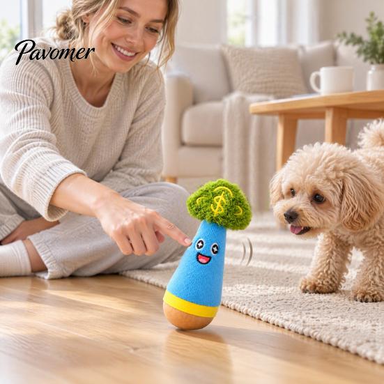 צעצועי משחק לכלבים בצורת גזר חמוד, צעצוע מתנדנד, צעצוע לעיסה קטיפתי עם בסיס עץ מתנדנד, צעצועים אינטראקטיביים למשחק בפנים, צעצועים שמתיישרים לבד לכלבים קטנים, למשחק עצמאי