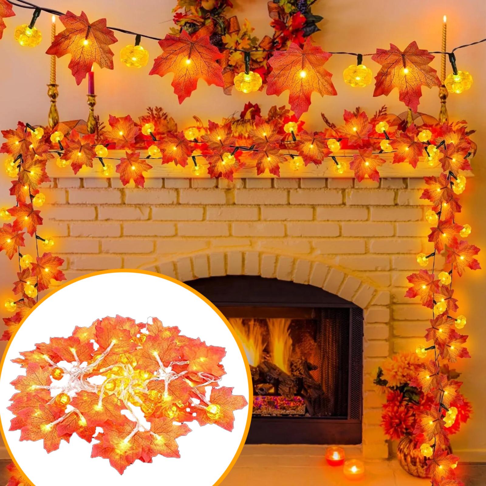 

20ft 40 LED Maple Leaf Light String Halloween Thanksgiving Garden Party Decoration Lights Hold On And Flashing One Size оранжевый