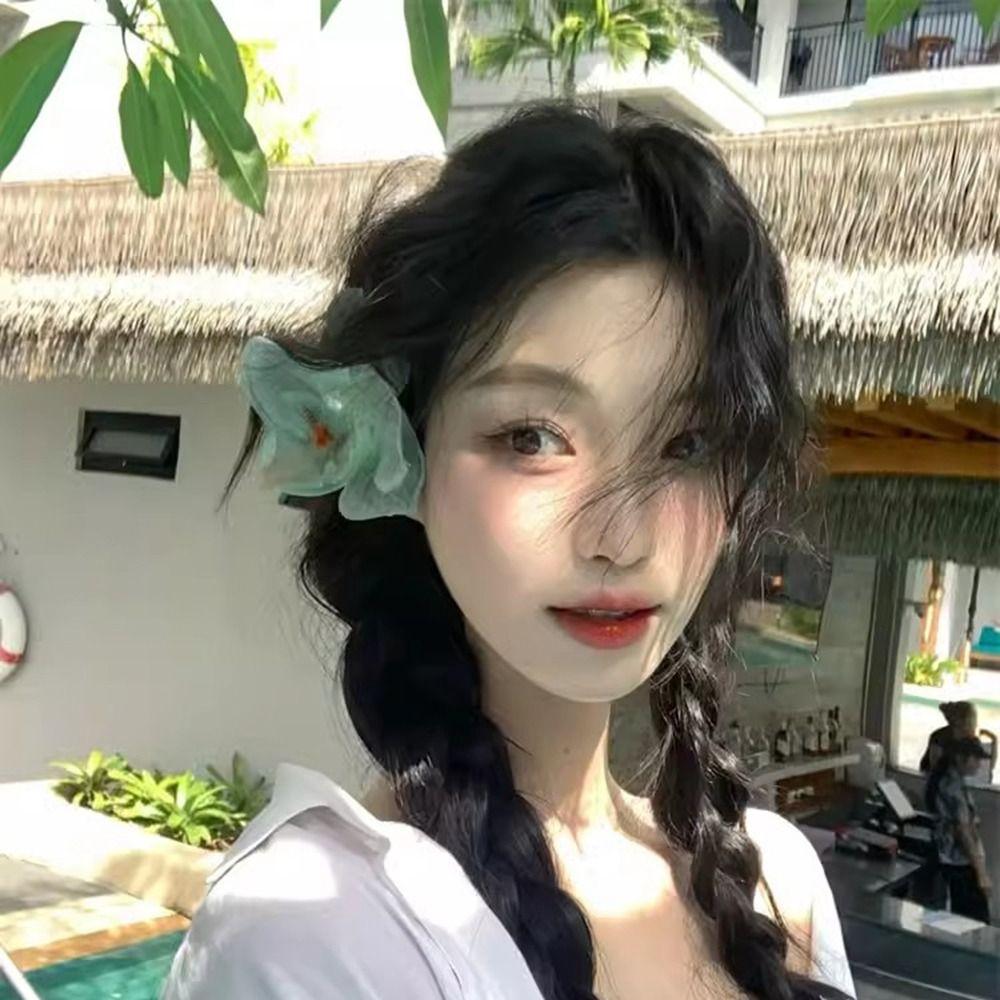 Ponytail Clip Orchid Hair Clip Bohemia Barrettes Large Shark Clip Fashion Flower Hair Claw Girl