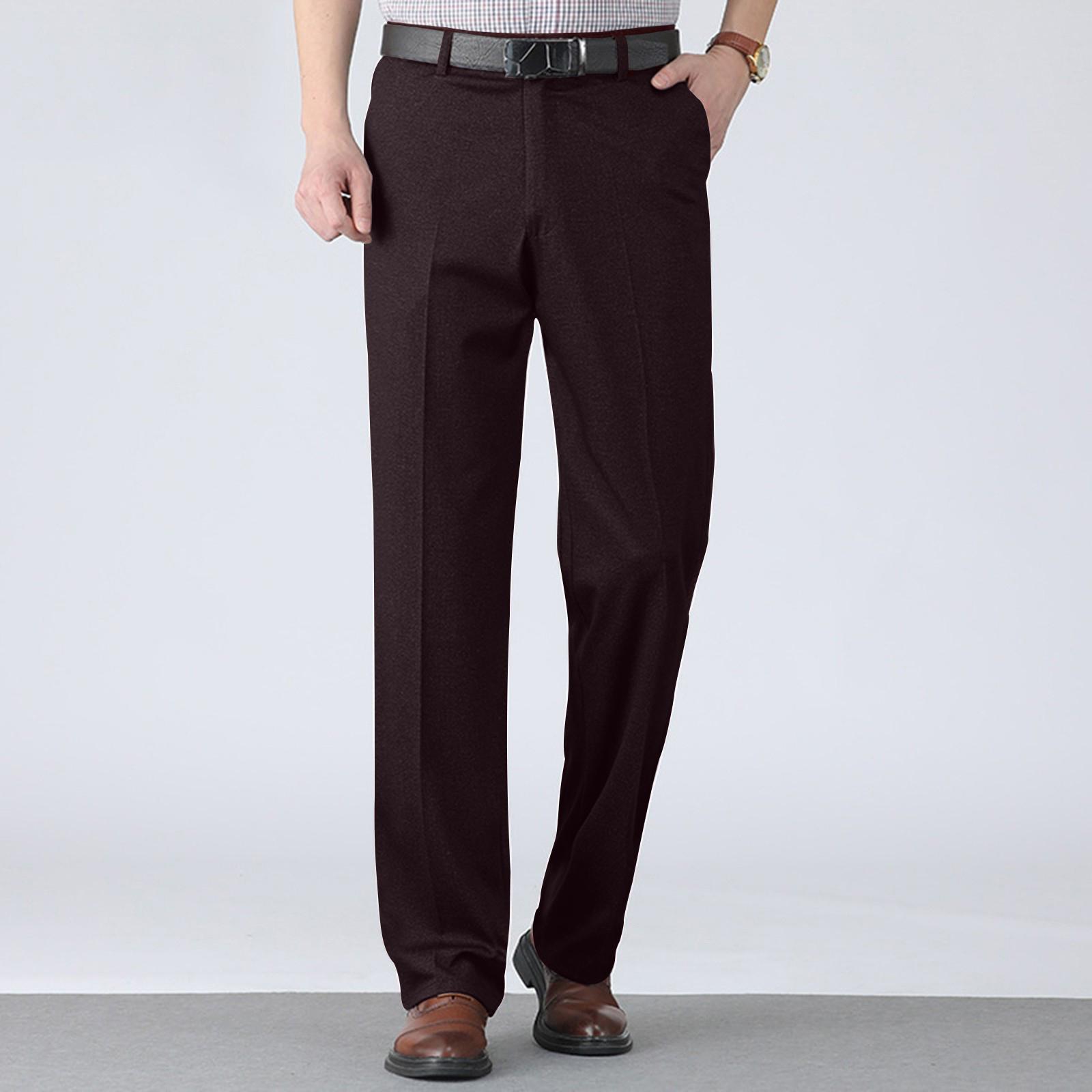 Fall And Winter Thick Summer Thin Dress Pants Casual Pants High Waist Long Pants Men s Pants Elastic XL винный