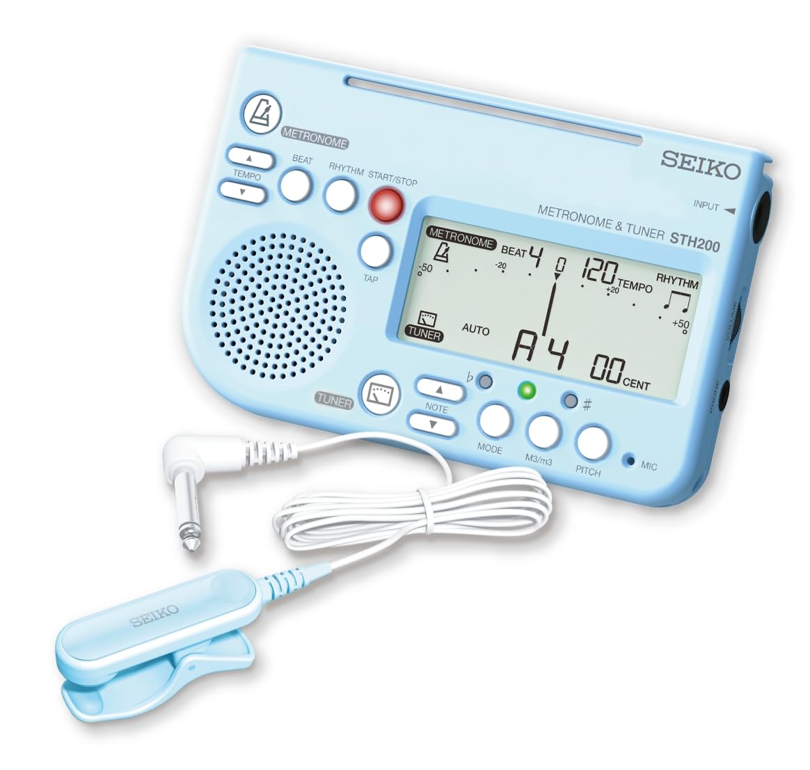 

SEIKO Metronome Tuner Blue with Pickup Microphone Special Pack STH200BLSP & (2-Piece Set) синий