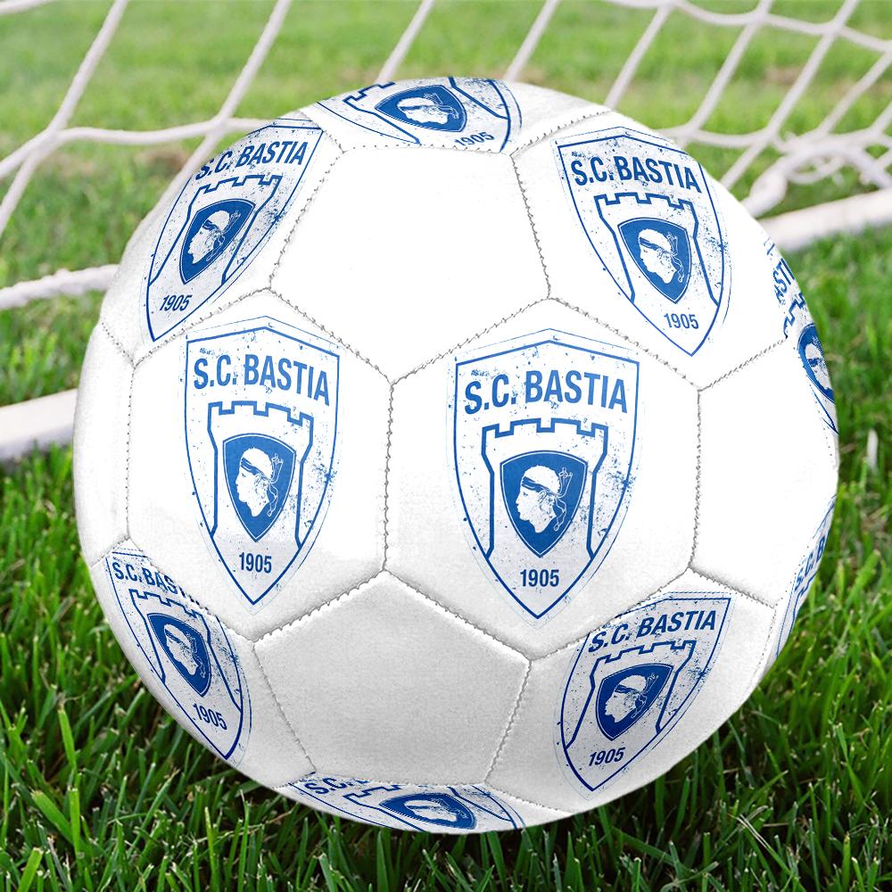 SC Bastia Soccer Ball, Colorful, Suitable for All Ages, Machine-stitched, PVC Material, Competition Grade, Durable and High Bounce