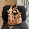 Large capacity woven bag women's new seaside vacation straw bag versatile commuter shoulder tote bag