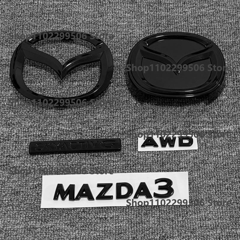 ABS Emblem for Mazda 3 2019-2025 black Logo Car Front Grille Trunk Steering Wheel Rear Tailgate Badge Decal Creative Modfication