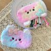 Colorful Pencil Case Plush Pencil Cases For Girls Trousse Cute Bow Kalemlik School Supplies Pencil Pouch