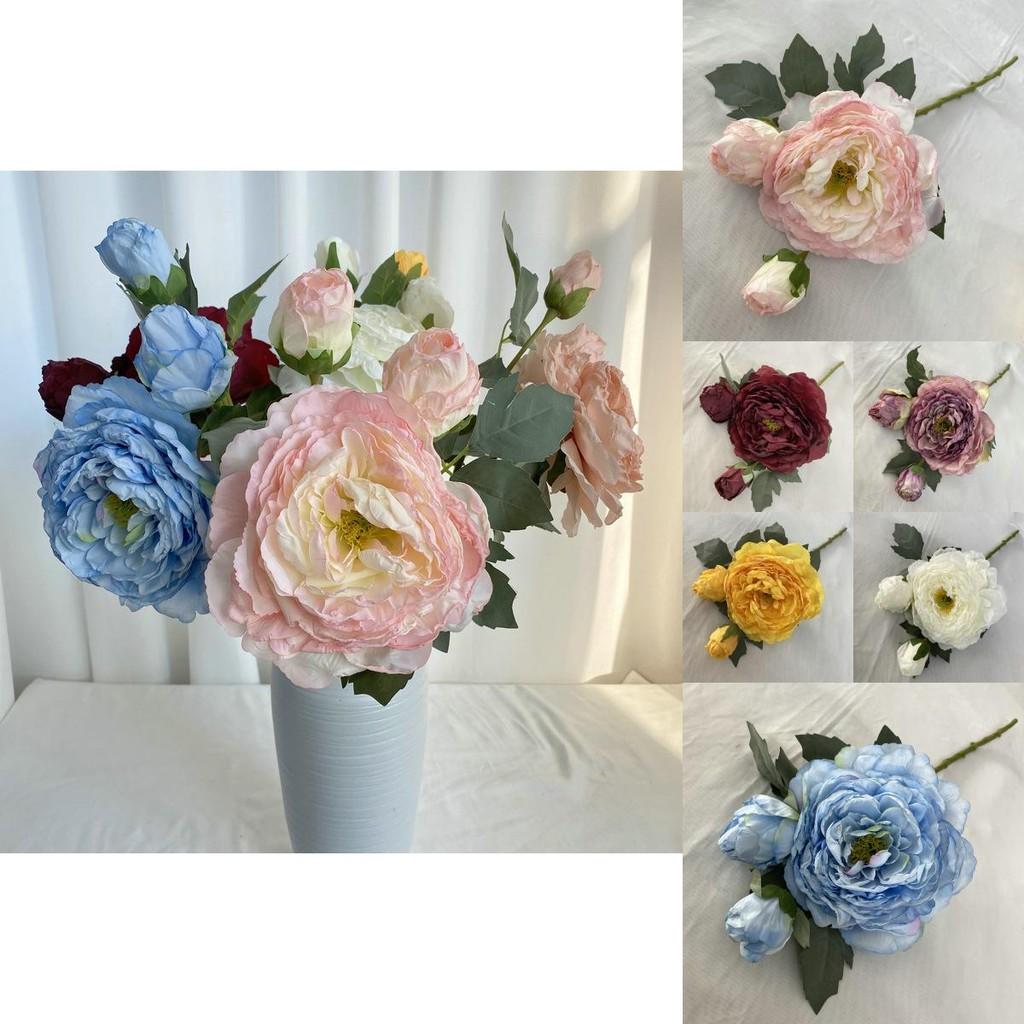Artificial Peony Flowers Wedding Decor Realistic Wrinkled Petals Home Floral Centerpiece 77