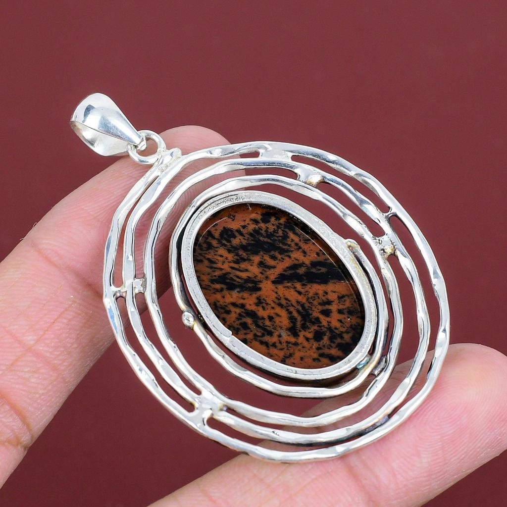 Mahogany Obsidian Pendant 925 Sterling Silver Pendant Original Gemstone Pendant Designer Jewelry Anniversary Gifts Handmade Stylish Pendant