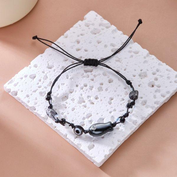 Handmade Colorful Ceramic Fish Beads Bracelet For Women Couple Braided Beads Bangle Bohemian Party Friendship Aesthetic Jewelry