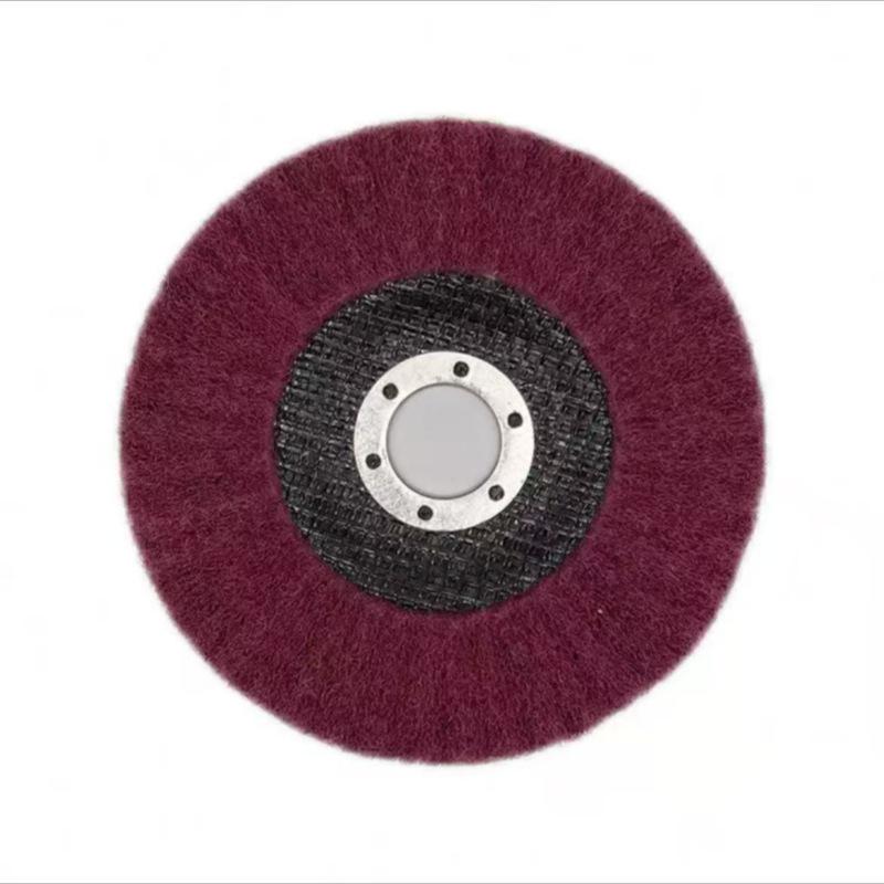 Ruiyan 4" Vertical Angle Flap Wheel: Abrasive Polishing & Wire Drawing Tool with Scouring Pad.